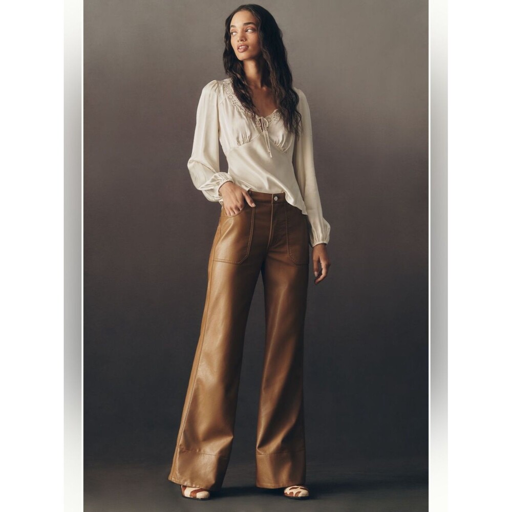 Anthropologie Pilcro The Rylan Faux-Leather Relaxed High-Rise Flare Pants - Picture 3 of 4